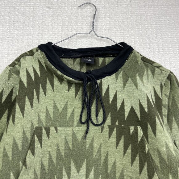 Hooké Mens Sz XS Apalachian Pullover Polar Fleece Green Aztec AOP Fishing Read - Picture 5 of 16